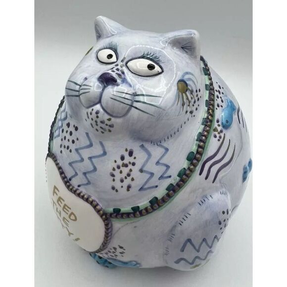 Vintage Fitz & Floyd “Feed The Kitty” Ceramic Fat Cat Coin Bank - Picture 2 of 6